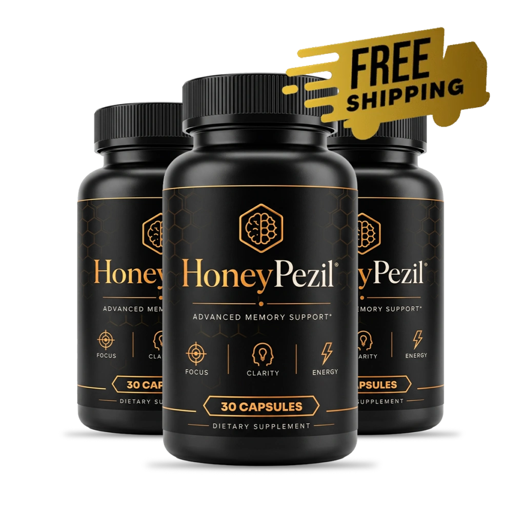 HoneyPezil 3-bottle pack – ideal for adults over 45 experiencing memory slippage, brain fog, difficulty concentrating, or seeking natural cognitive protection